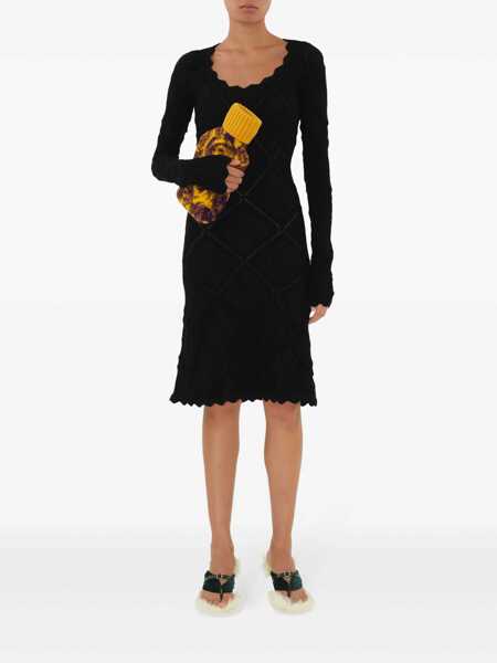 Rochii Burberry Burberry Scalloped Detail Dress Black Femei (BM 16599519) 2