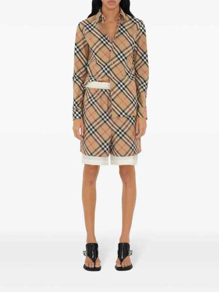 Camasi Burberry Burberry Checked Cotton Shirt Beige Femei (BM 16599603) 2