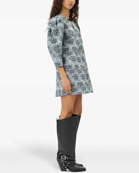 Rochii casual Ganni Floral Jacquard Mini Dress BABY BLUE Femei (BM 16603353) 3