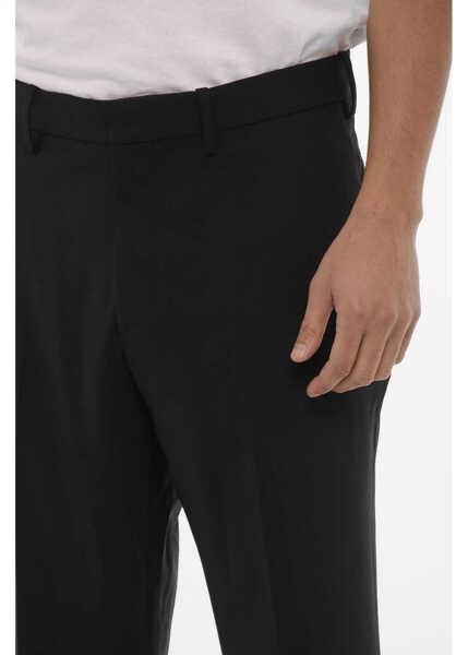 Pantaloni eleganti Neil Barrett Solid Color Slim Fit Pants With Belt Loops Black Barbati (BM 16603857) 2