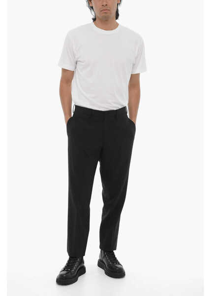 Pantaloni eleganti Neil Barrett Solid Color Slim Fit Pants With Belt Loops Black Barbati (BM 16603857) 3