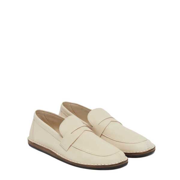 Pantofi fara toc THE ROW The Row Cary Leather Loafers White Femei (BM 16604082) 2
