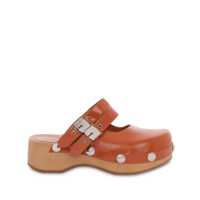 Balerini 'Mary Jane' Brown Mules With Wooden Sole In Abraded Leather Woman Femei