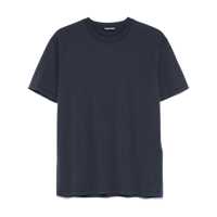 Tricouri Blue Crew Neck T-Shirt With Embroidered Logo In Cotton Blend Man Barbati