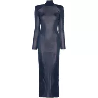 Rochii Self-Portrait Navy Viscose Knit Maxi Dress Clothing Femei