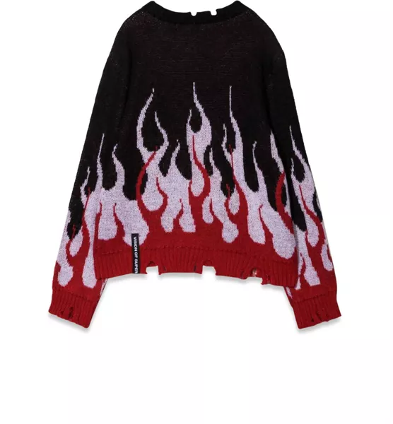 Pulovere Vision of Super Black Sweater With Double Flames BLACK Fete (BM 16613508) 2