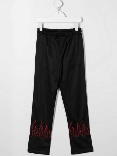 Pantaloni casual Vision of Super Black Pants With Red Embroidered Flames BLACK Baieti (BM 16613535) 2
