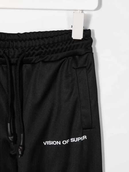 Pantaloni casual Vision of Super Black Pants With Red Embroidered Flames BLACK Baieti (BM 16613535) 3