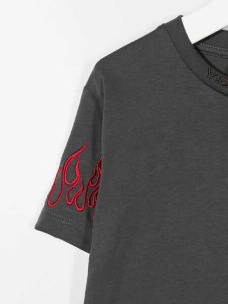 Tricouri Vision of Super M/C Embroidery Red Flames CHARCOAL Baieti (BM 16613631) 3