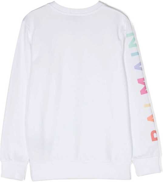 Hanorace Balmain Sweatshirt Crewneck Logo On Sleeve WHITE Fete (BM 16613844) 2