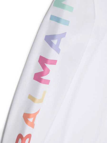 Hanorace Balmain Sweatshirt Crewneck Logo On Sleeve WHITE Fete (BM 16613844) 3