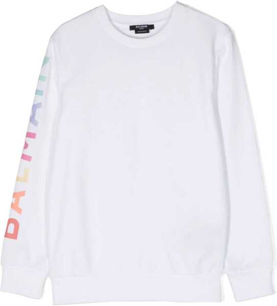 Hanorace Balmain Sweatshirt Crewneck Logo On Sleeve WHITE Fete (BM 16613844) 1