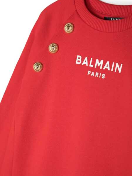 Rochii casual Balmain Ml Sweatshirt Dress Logo And Buttons RED Fete (BM 16613859) 3