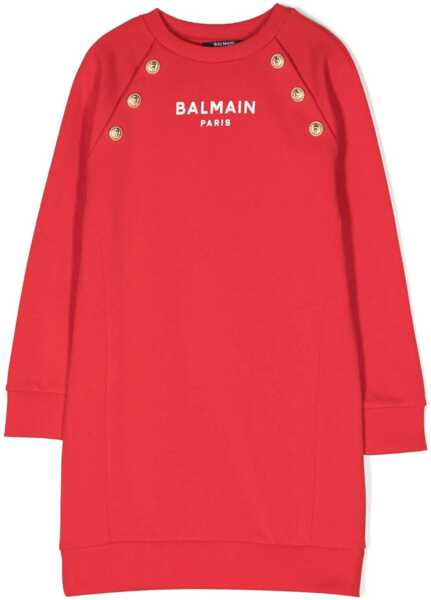 Rochii casual Balmain Ml Sweatshirt Dress Logo And Buttons RED Fete (BM 16613859) 1