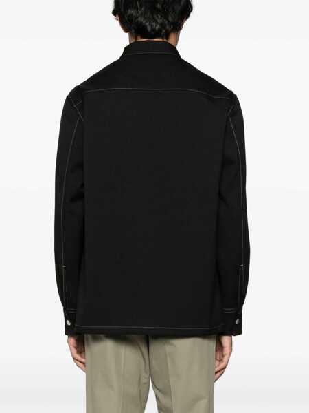 Camasi Jil Sander Black Zip-Up Shirt With Contrasting Stitching In Tech Fabric Man Black Barbati (BM 16617522) 4