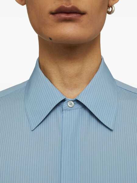 Camasi Jil Sander Light-Blue Pinstriped Shirt With Pointed Collar In Cotton Man BLUE Barbati (BM 16617525) 5