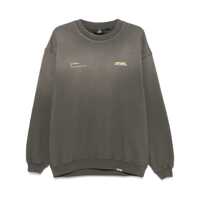 Pulovere 'Patron Of The Club' Olive Green Crewneck Sweater With Front And Back Logo Print In Cotton Man Barbati