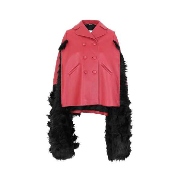 Jachete Maison Margiela Maison Margiela Faux Fur Trimmed Leather Cape Jacket Red Femei (BM 16620111) 1