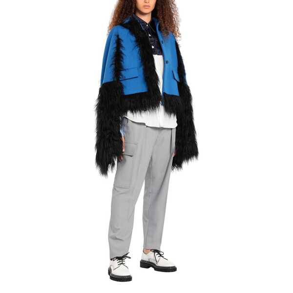 Jachete Maison Margiela Maison Margiela Faux Fur Trimmed Cape Jacket Blue Femei (BM 16620345) 2