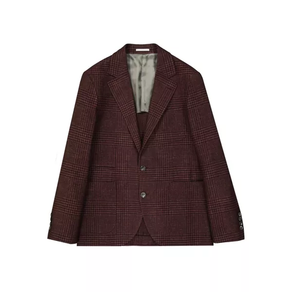 Jachete Brunello Cucinelli Brunello Cucinelli Tartan Wool Jacket Red Barbati (BM 16620351) 1