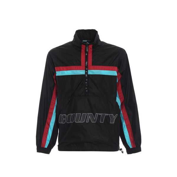 Jachete Marcelo Burlon Marcelo Burlon Logo Windbreaker Jacket Black Barbati (BM 16620447) 1