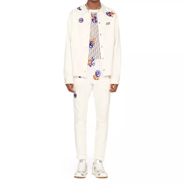 Blugi Dior Dior KennyScharf Patches Jeans White Barbati (BM 16620561) 2