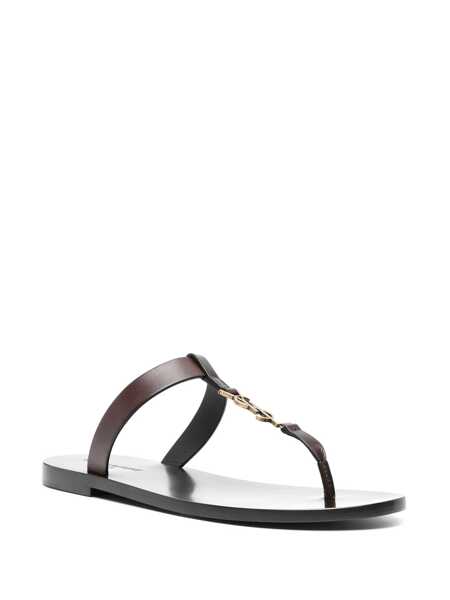 Sandale Saint Laurent Saint Laurent Cassandre 05 Flat Sandals Brown Barbati (BM 16620720) 2