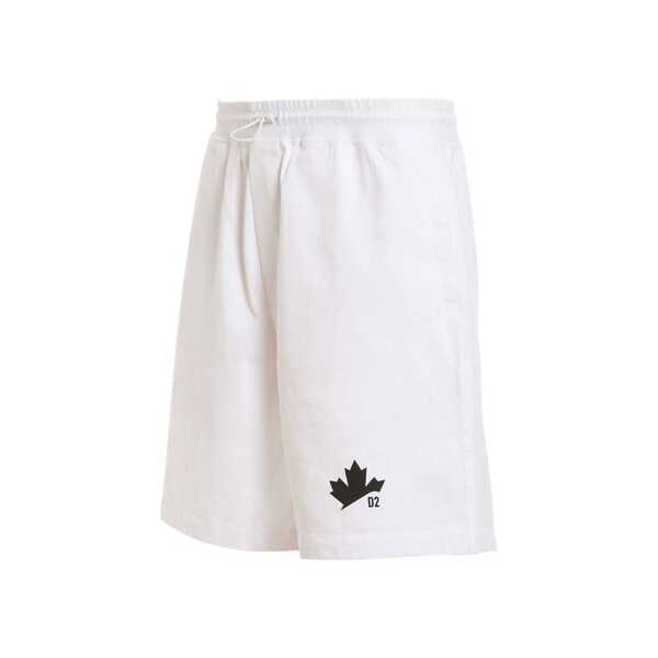 Pantaloni scurti DSQUARED2 Dsqaured2 D2 Leaf Shorts White Barbati (BM 16620750) 3