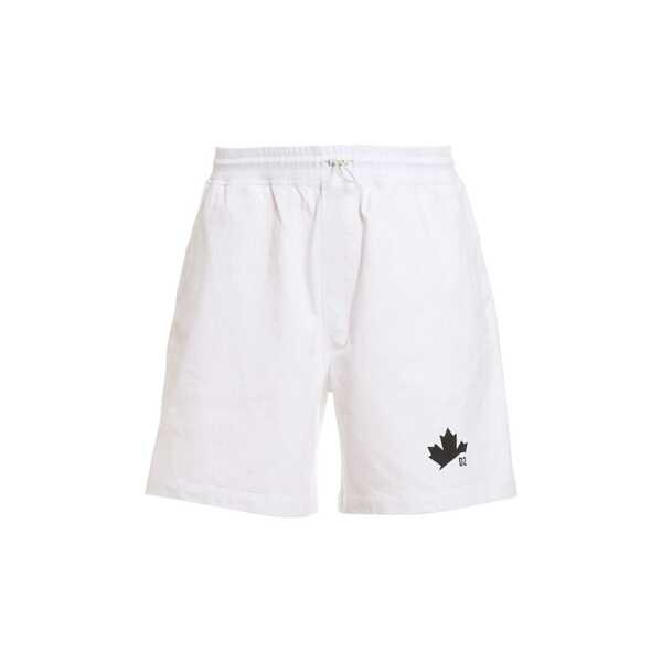 Pantaloni scurti DSQUARED2 Dsqaured2 D2 Leaf Shorts White Barbati (BM 16620750) 1