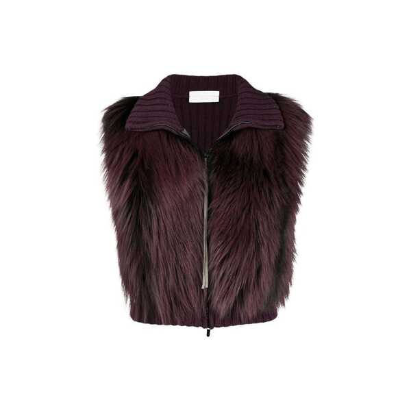 Jachete Fabiana Filippi Fabiana Filippi Fox Fur Knitted Vest Jacket Gray Femei (BM 16621647) 1