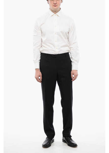 Pantaloni eleganti CORNELIANI Extrafine Virgin Wool Leader Pants With Belt Loops Black Barbati (BM 16622043) 3