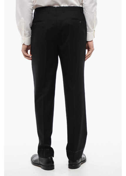 Pantaloni eleganti CORNELIANI Extrafine Virgin Wool Leader Pants With Belt Loops Black Barbati (BM 16622043) 4