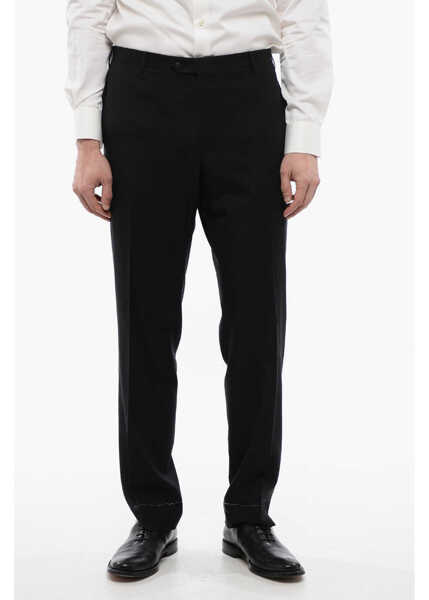 Pantaloni eleganti CORNELIANI Extrafine Virgin Wool Leader Pants With Belt Loops Black Barbati (BM 16622043) 1