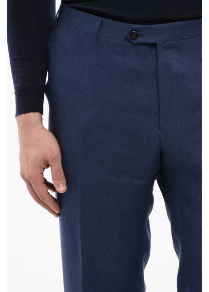 Pantaloni casual CORNELIANI 4-Pocketed Academy Pure Linen Pants Blue Barbati (BM 16622046) 2