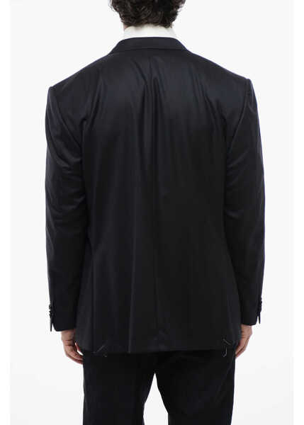 Sacouri CORNELIANI Solid Color Virgin Wool 2-Button Blazer Blue Barbati (BM 16622094) 2