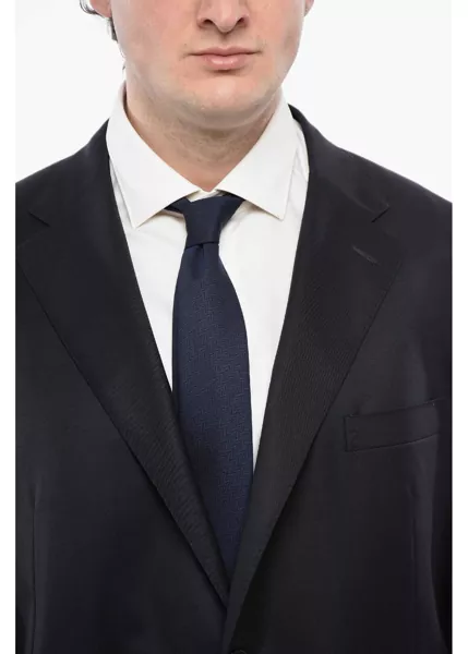 Sacouri CORNELIANI Solid Color Virgin Wool 2-Button Blazer Blue Barbati (BM 16622094) 3