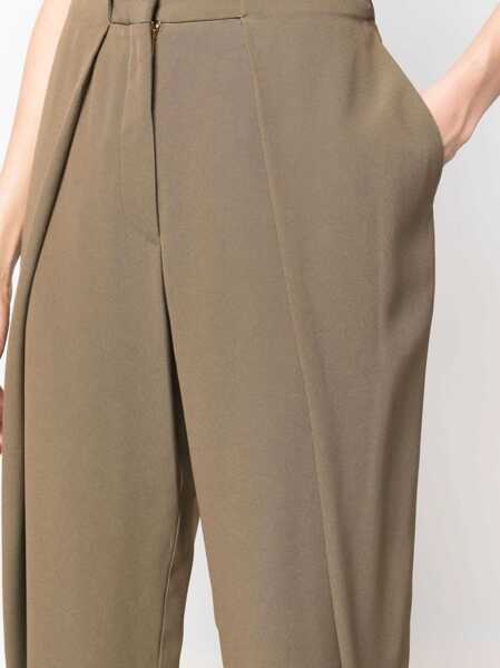 Pantaloni casual Balmain Single-Pleated Viscose Tapered Fit Pants Military Green Femei (BM 16622139) 5