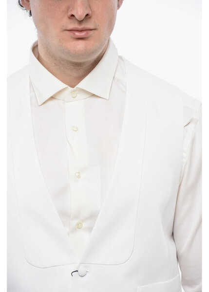 Veste costum CORNELIANI Lightweight Cotton Master Waistcoat With Back Adjuster White Barbati (BM 16622148) 2