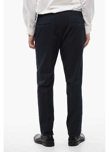 Pantaloni casual CORNELIANI Cc Collection 4-Pocketed Jacquard Cotton Blend Pants Blue Barbati (BM 16622469) 2