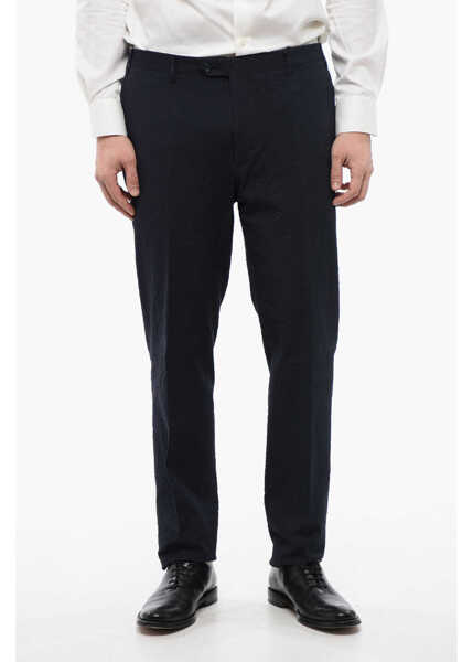 Pantaloni casual CORNELIANI Cc Collection 4-Pocketed Jacquard Cotton Blend Pants Blue Barbati (BM 16622469) 1