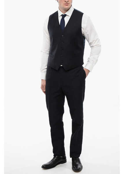 Veste costum CORNELIANI Trend Virgin Wool Waistcoat With 2 Pockets Blue Barbati (BM 16622496) 4