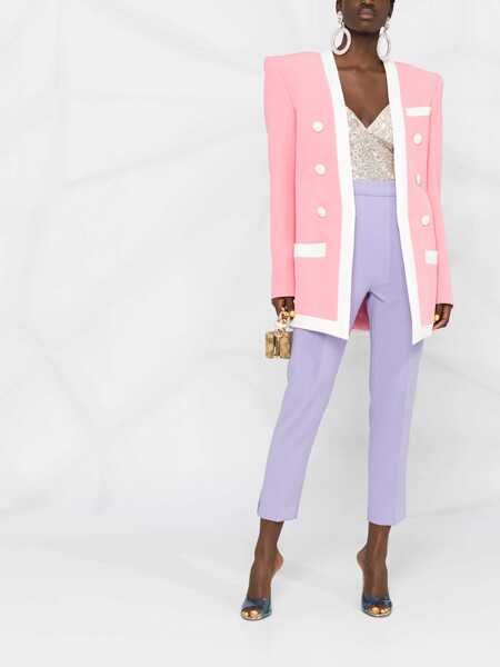 Sacouri elegante Balmain Structured Crepe De Chine Jacket Pink Femei (BM 16622511) 2