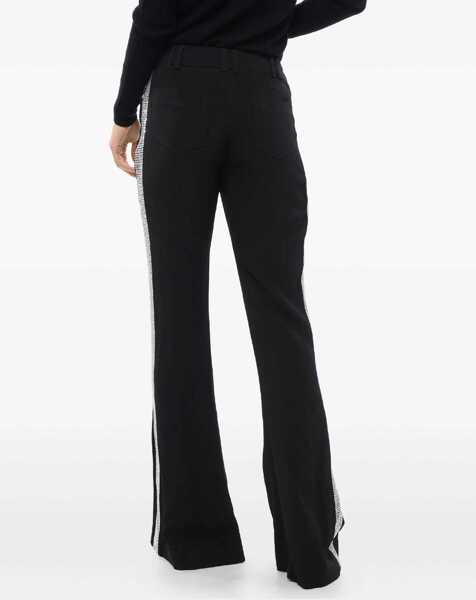 Pantaloni casual Balmain Flared-Fit Pants With Rhinestoned Side Band Black Femei (BM 16622523) 3