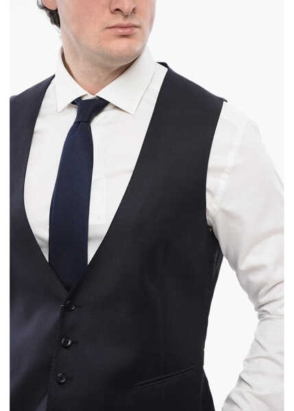 Veste costum CORNELIANI Virgin Wool Academy Vest With Martingale Blue Barbati (BM 16629099) 3