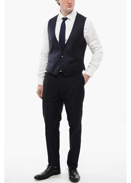 Veste costum CORNELIANI Virgin Wool Academy Vest With Martingale Blue Barbati (BM 16629099) 4
