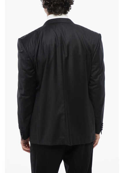 Sacouri CORNELIANI Peak Lapel Cerimonia Reset Virgin Wool Blazer Black Barbati (BM 16629141) 4