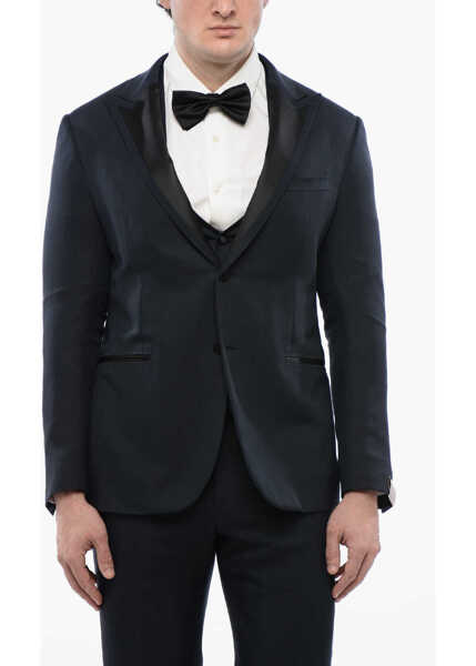 Costume CORNELIANI Silk Cerimonia Academy 3-Piece Suit With Satin Details Blue Barbati (BM 16629147) 2