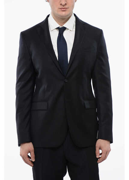 Sacouri CORNELIANI Trend Virgin Wool Side Vents Notch Lapel 2-Button Blazer Blue Barbati (BM 16629159) 1