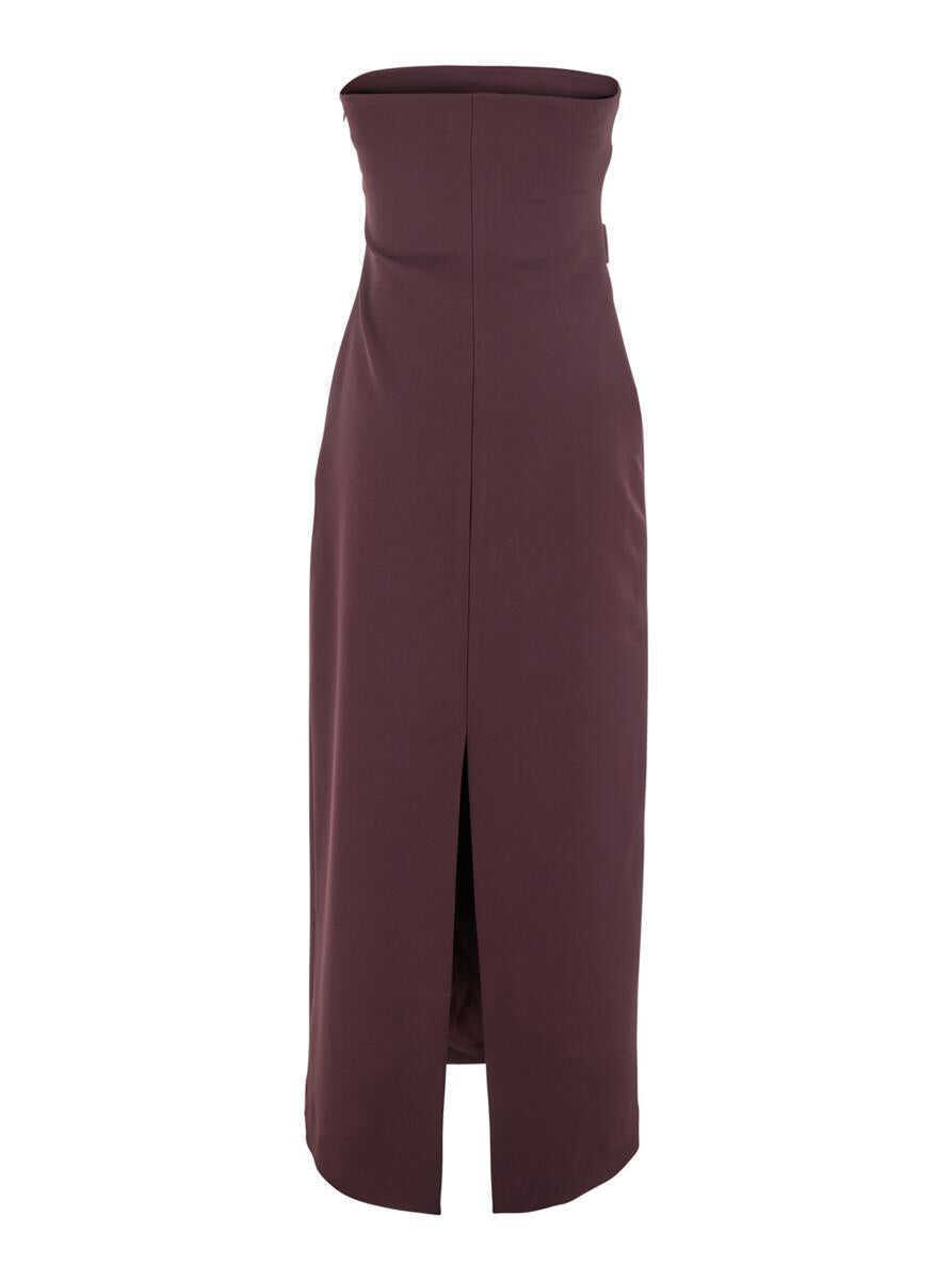 Rochii PLAIN Bordeaux Bustier Dress In Tech Fabric Woman Red Femei (BM 16631094) 2