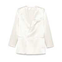 Geci White Double Breasted Jacket With Chest Pocket In Acetate Fabric Woman Femei
